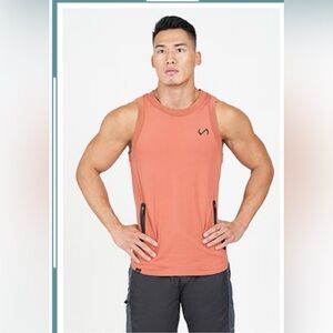 TLF men’s Athleisure Tank Top Gym Workout Orange Size Large